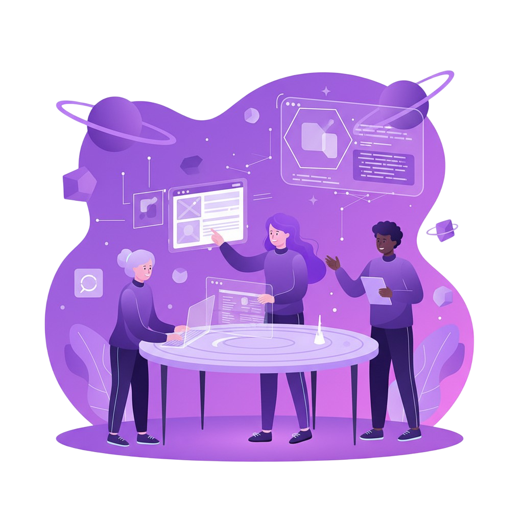 Ilustração de um trabalho em equipe.